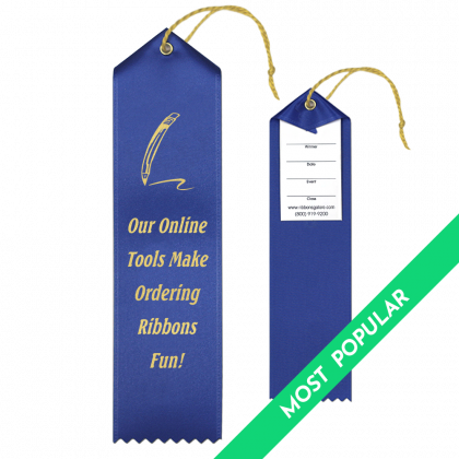 Custom Ribbon 2x8 Peaked w/ Card & String - W